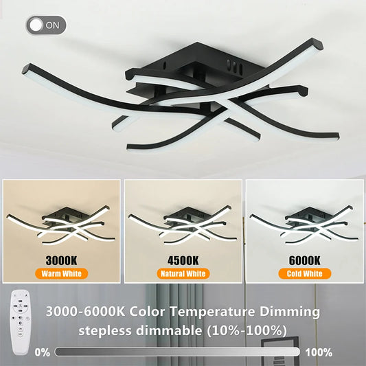 LED Ceiling Lamp Modern Ceiling Light For Home Balcony Aisle Bedroom Dining Room Waves Curved Design Panel Light