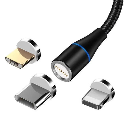 USB Magnetic Charging Cable, 3 in 1 Charger 3A Fast Charging Cable Support Data Transfer Magnetic Charger Cable for USB C/Micro