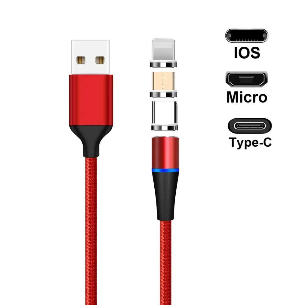 USB Magnetic Charging Cable, 3 in 1 Charger 3A Fast Charging Cable Support Data Transfer Magnetic Charger Cable for USB C/Micro